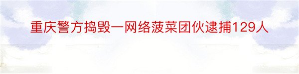 重庆警方捣毁一网络菠菜团伙逮捕129人