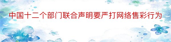 中国十二个部门联合声明要严打网络售彩行为