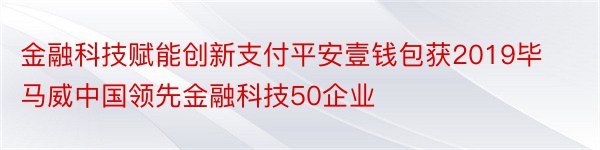 金融科技赋能创新支付平安壹钱包获2019毕马威中国领先金融科技50企业